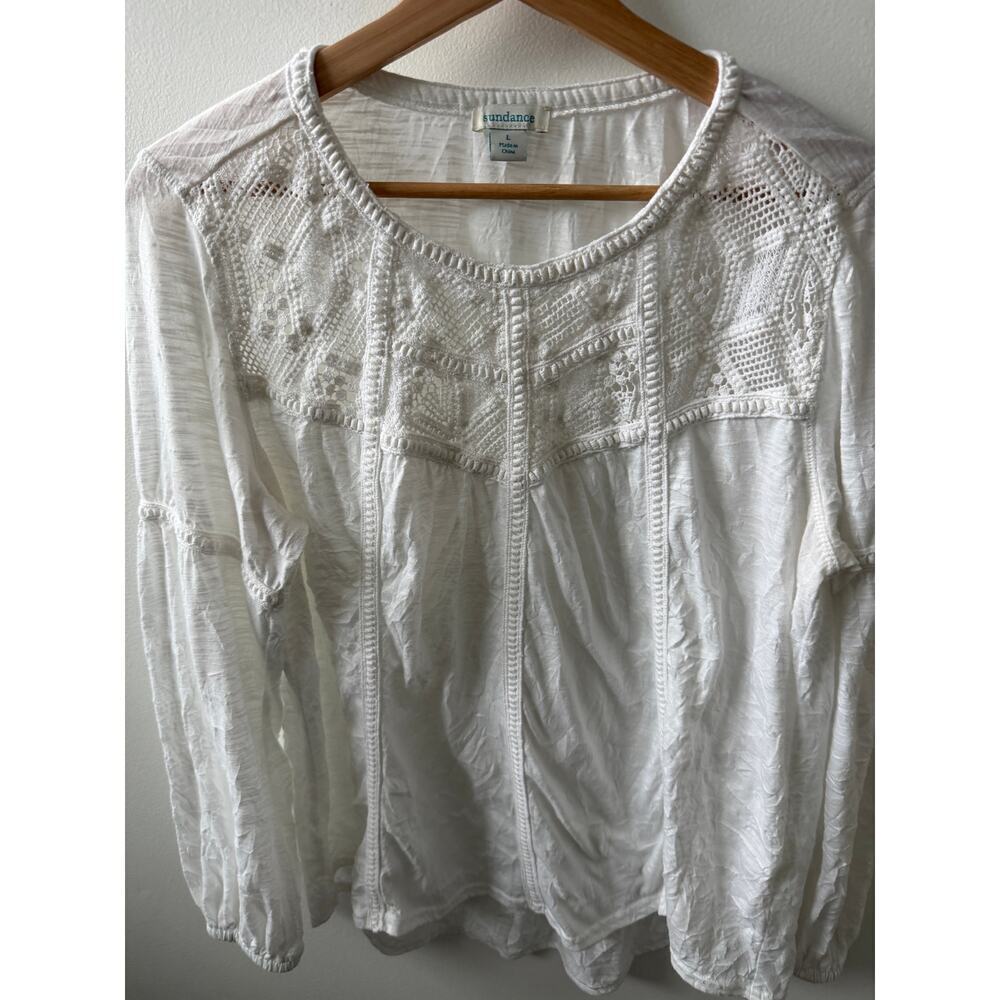 Sundance Royal Rosie crinkle top women's size L - Picture 2 of 5